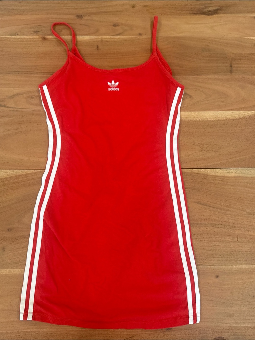 adidas Red Mini Dress with White Side Stripes